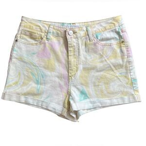 Tinseltown high waist pastel swirl jean shorts size 9
